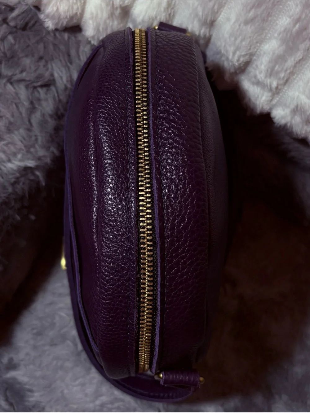 Portland Leather Group Round Crossbody Bag - Large - Deep Plum - Picture 5 of 7